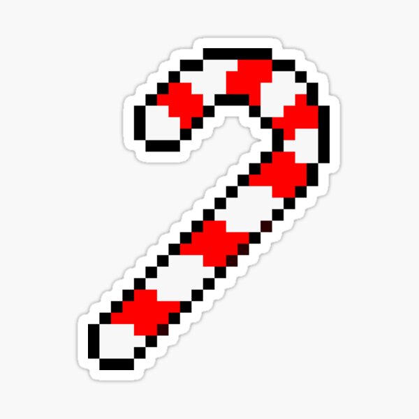 Pixel Art Candy Cane Schwarzer Umriss 1 Sticker Von Akaiawa Redbubble 