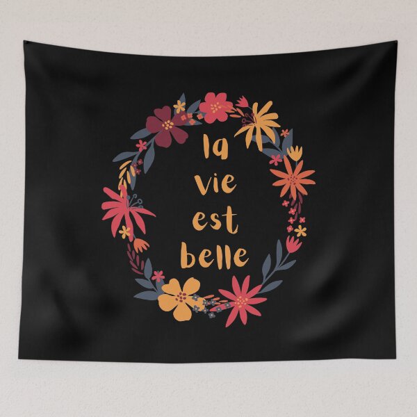 Item preview, LA VIE EST BELLE Life is Beautiful French Language Phrase designed and sold by a-little-ink.