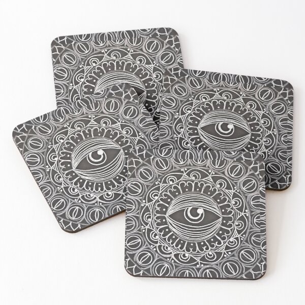 Item preview, Window to the soul - Spiritual eye white on black marker gangster mandala  designed and sold by baligaia.