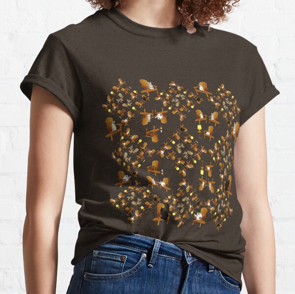 Muskoka chairs and cats angled pattern Classic T-Shirt