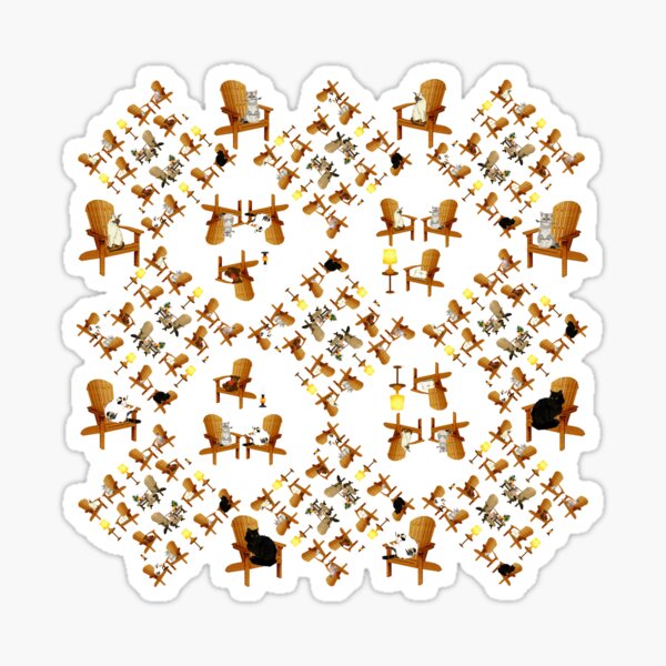 Muskoka chairs and cats angled pattern Sticker