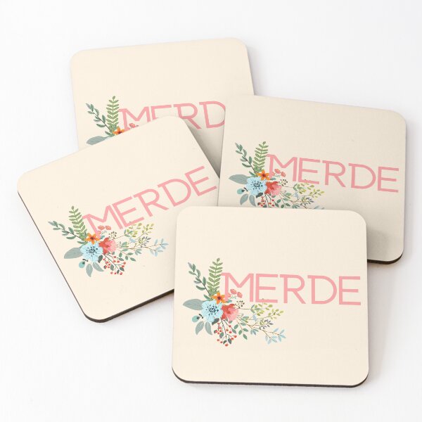 Item preview, MERDE French Swear World Floral Cute Word designed and sold by a-little-ink.