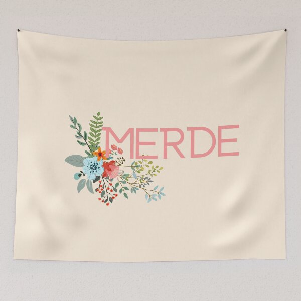 Item preview, MERDE French Swear World Floral Cute Word designed and sold by a-little-ink.