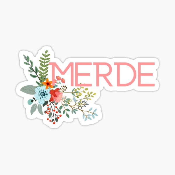 Aperçu de l'œuvre MERDE Gros Mot Français Floral Mignon créée et vendue par a-little-ink.