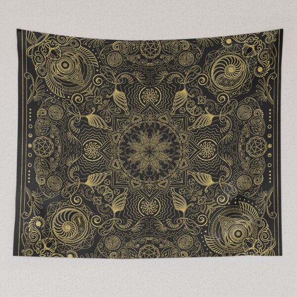 Item preview, Gold indonesian javanese batik golden dye pattern mandala designed and sold by baligaia.