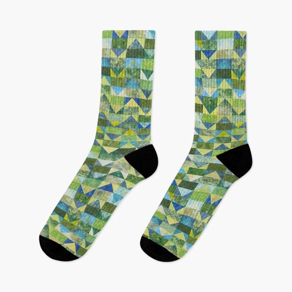 Item preview, Green triangular mosaic quilted patchwork jade green marble veins designed and sold by baligaia.