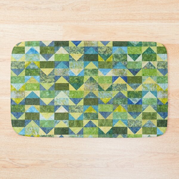 Item preview, Green triangular mosaic quilted patchwork jade green marble veins designed and sold by baligaia.
