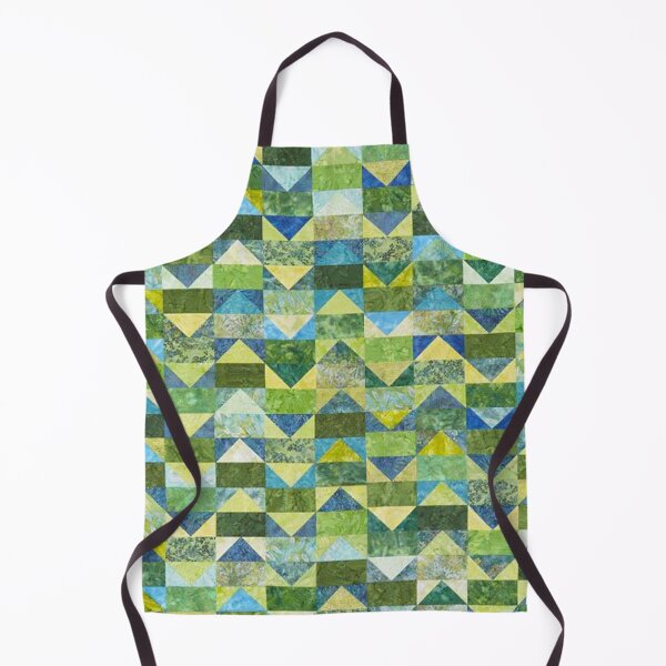 Item preview, Green triangular mosaic quilted patchwork jade green marble veins designed and sold by baligaia.