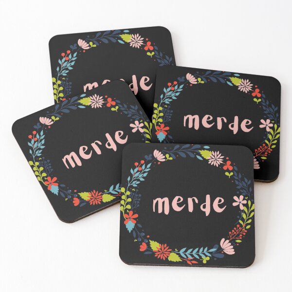 Item preview, MERDE French Swear World Floral Cute Word designed and sold by a-little-ink.