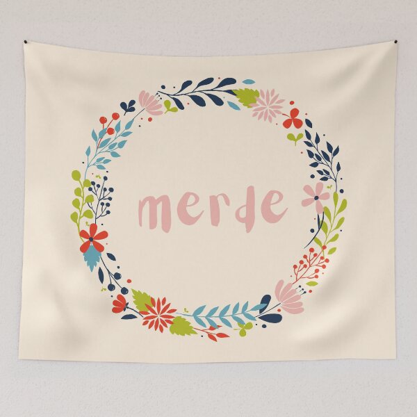 Item preview, MERDE French Swear World Floral Cute Word designed and sold by a-little-ink.