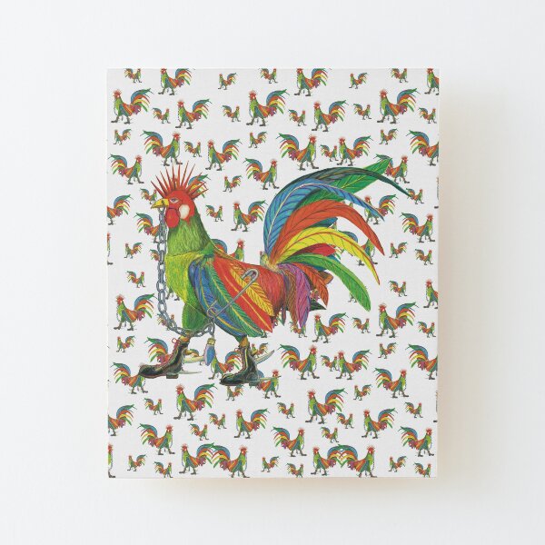 Punky Rooster Big Little Wood Mounted Print