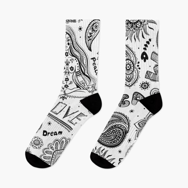 Item preview, Spiritual symbols line art pattern beyond gangster yoga life doodle art designed and sold by baligaia.
