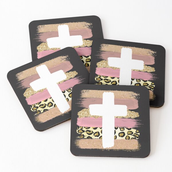 Item preview, White Cross With Leopard Mauve & Taupe Stripes designed and sold by marinerecon71.