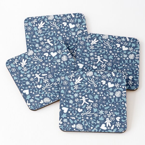 Item preview, Mistletoe and Gingerbread Ditsy - Blue and White - Christmas pattern by Cecca Designs designed and sold by Cecca-Designs.