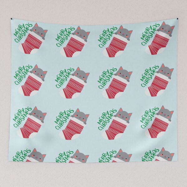 Item preview, Christmas Kitty in Stocking designed and sold by HeraAndKosmos.