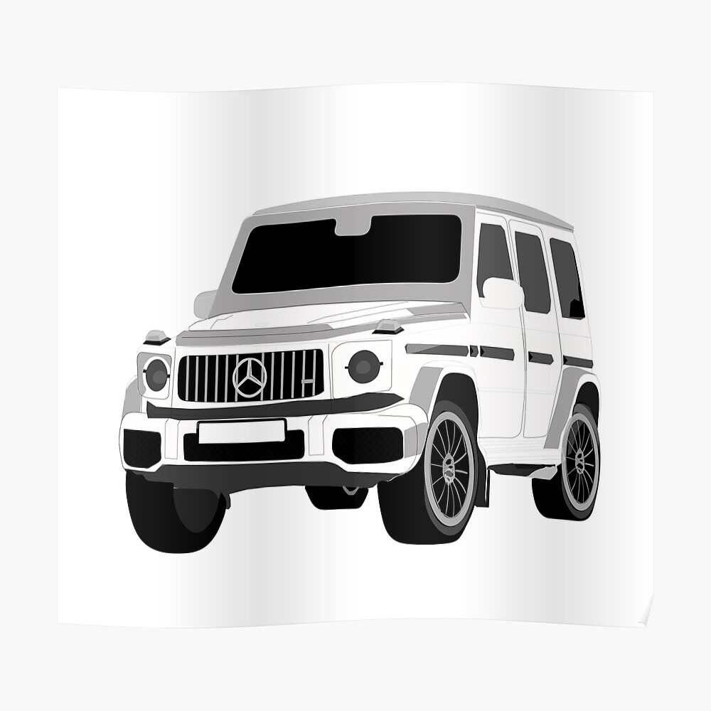 G Wagon 4x4 Suv Car Offroad White Sticker By Yungyanno Redbubble