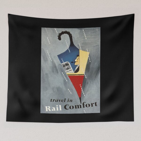 Item preview, retro Travel in rail comfort designed and sold by CorasPosters.