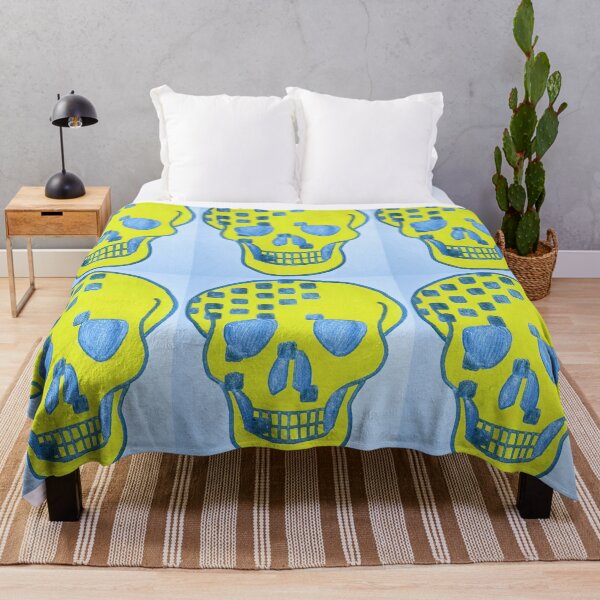 Item preview, Bright Yellow and Metallic Blue Skull designed and sold by PaintAlchemy.
