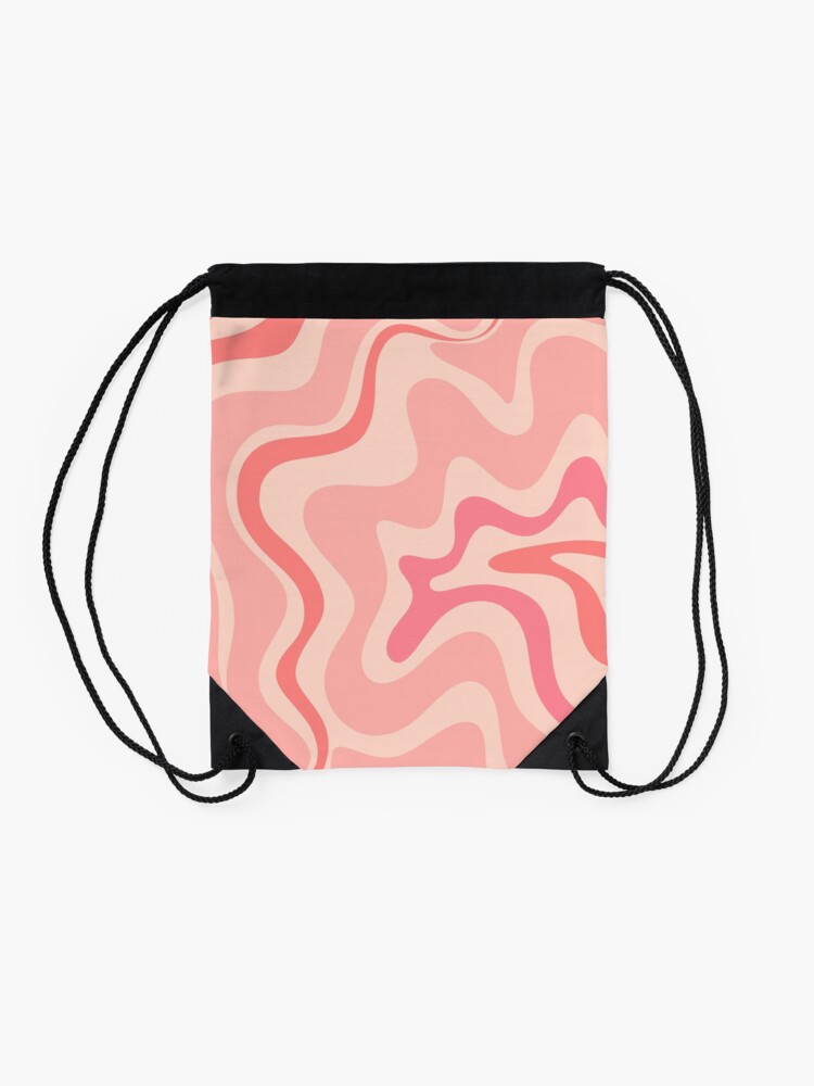 Thumbnail 2 of 3, Drawstring Bag, Liquid Swirl Retro Contemporary Abstract in Soft Blush Pink designed and sold by kierkegaard.