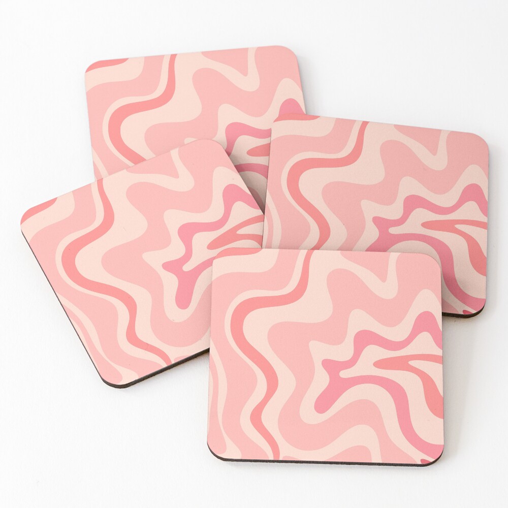Liquid Swirl Retro Contemporary Abstract in Soft Blush Pink Coasters (Set of 4)