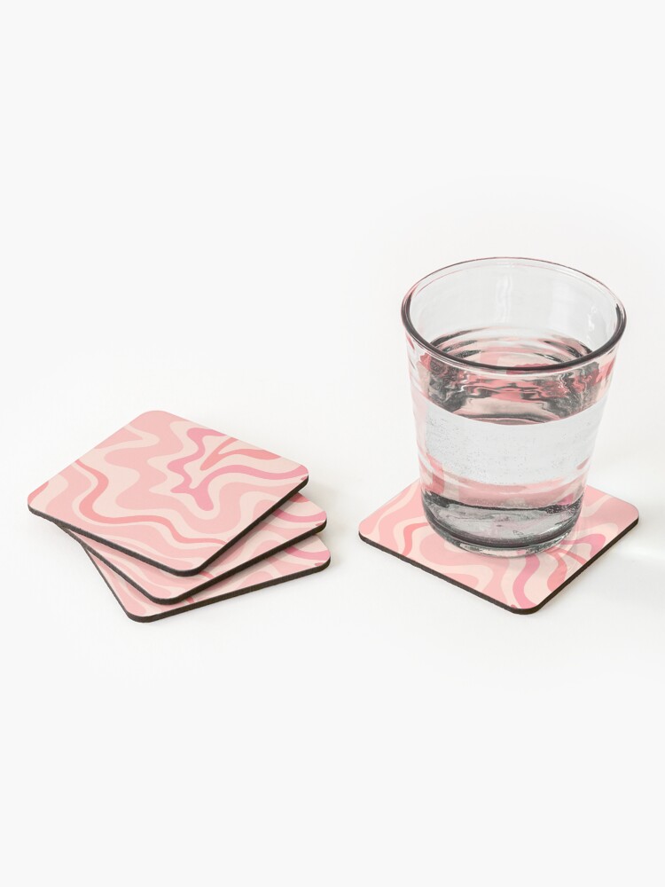 Alternate view of Liquid Swirl Retro Contemporary Abstract in Soft Blush Pink Coasters (Set of 4)