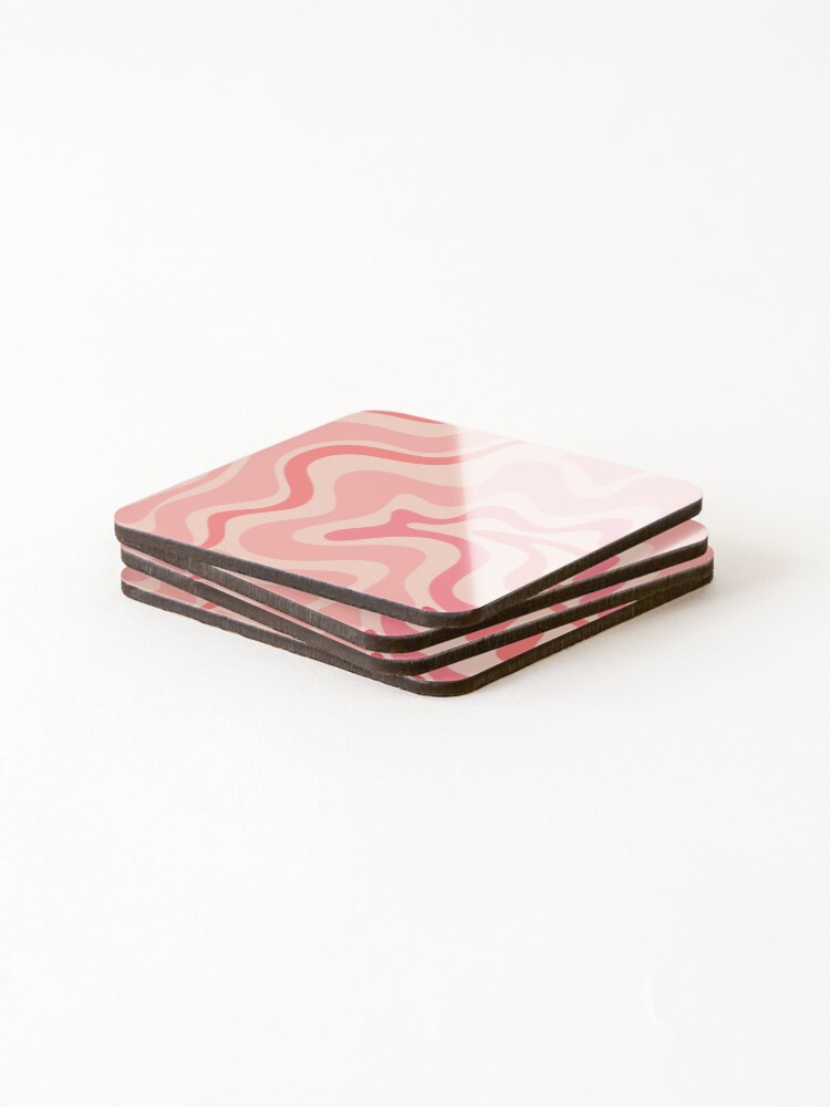 Alternate view of Liquid Swirl Retro Contemporary Abstract in Soft Blush Pink Coasters (Set of 4)