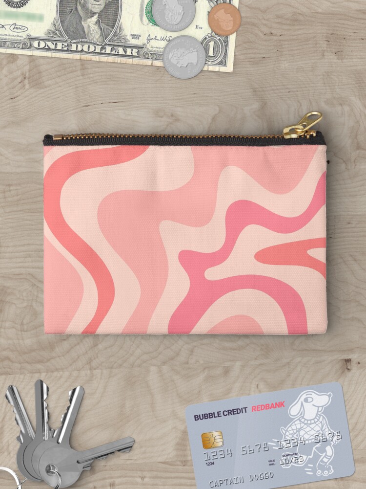 Thumbnail 3 of 4, Zipper Pouch, Liquid Swirl Retro Contemporary Abstract in Soft Blush Pink designed and sold by kierkegaard.
