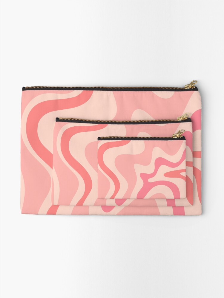 Thumbnail 2 of 4, Zipper Pouch, Liquid Swirl Retro Contemporary Abstract in Soft Blush Pink designed and sold by kierkegaard.