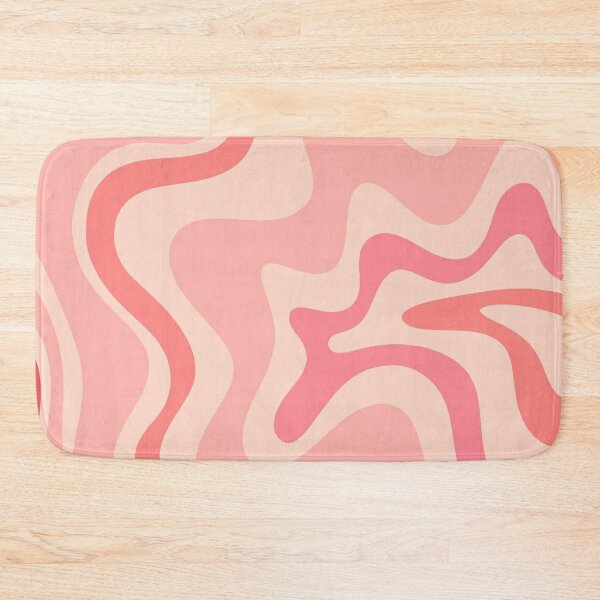 Liquid Swirl Retro Contemporary Abstract in Soft Blush Pink Bath Mat