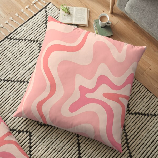 Liquid Swirl Retro Contemporary Abstract in Soft Blush Pink Coussin de sol