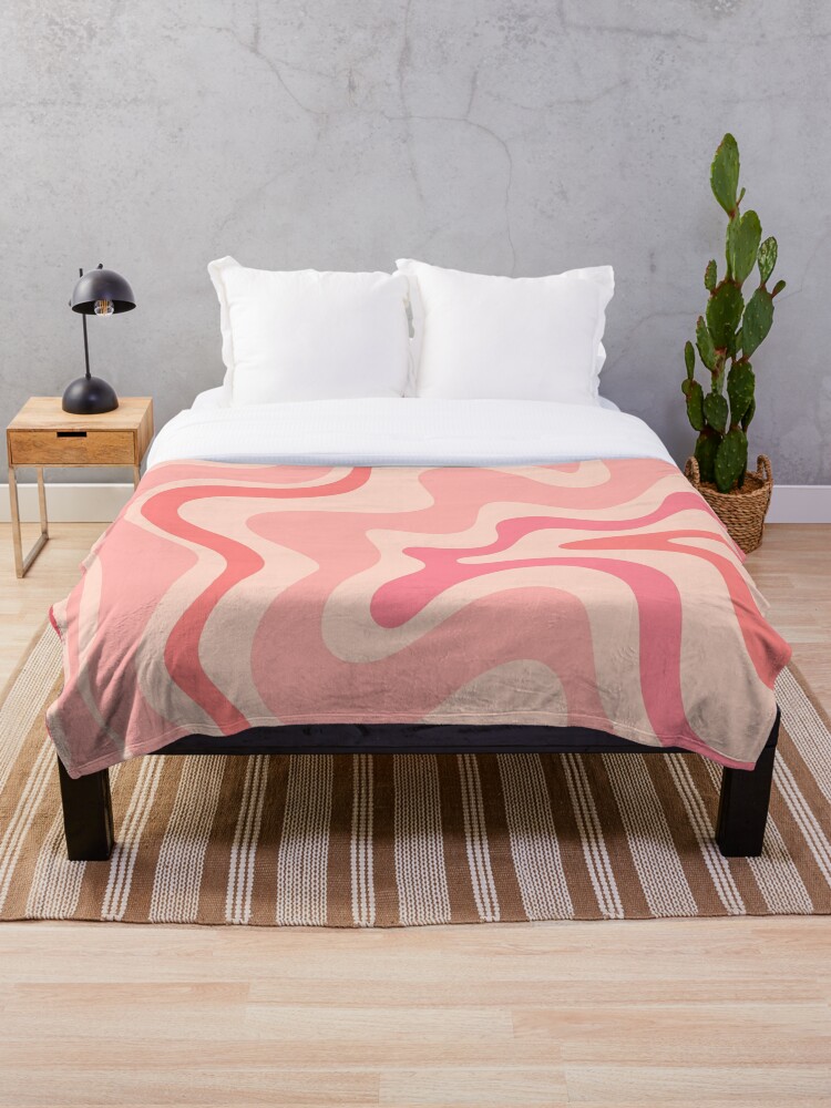 Liquid Swirl Retro Contemporary Abstract in Soft Blush Pink Throw Blanket  for Sale by kierkegaard