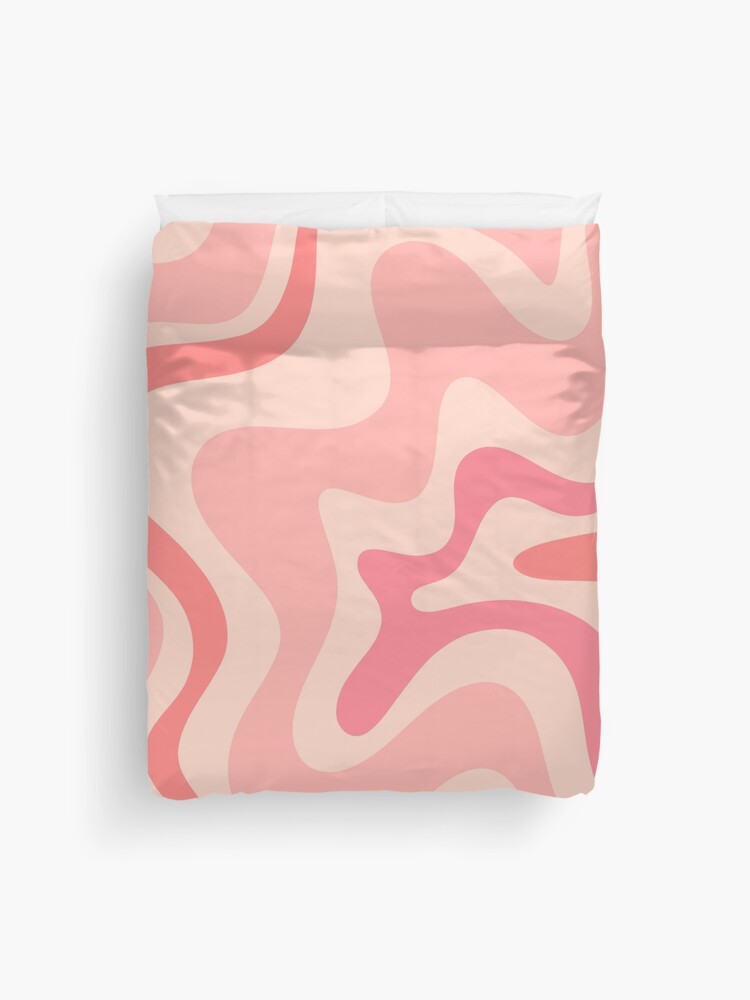 Thumbnail 1 of 2, Duvet Cover, Liquid Swirl Retro Contemporary Abstract in Soft Blush Pink designed and sold by kierkegaard.