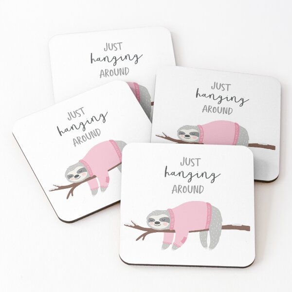 Item preview, just hanging around fun cute pink sloth designed and sold by Stacycooke.
