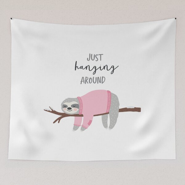 Item preview, just hanging around fun cute pink sloth designed and sold by Stacycooke.