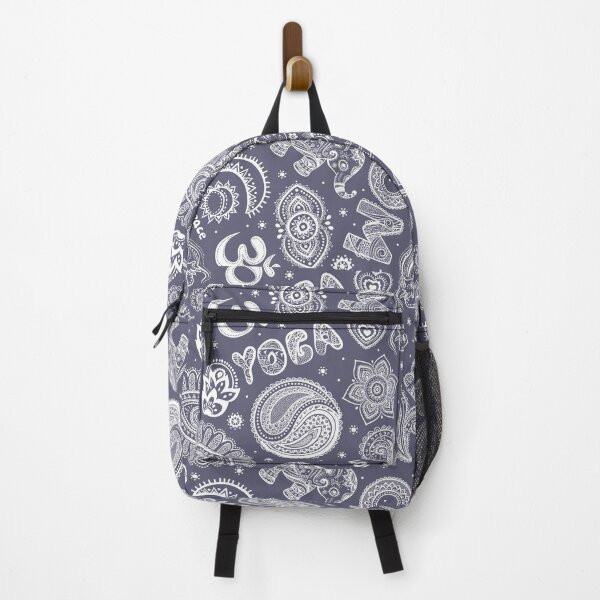 Item preview, Yoga symbols line art pattern beyond gangster yoga life doodle art blueish grey and white designed and sold by baligaia.