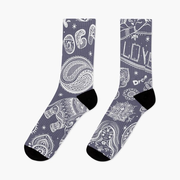 Item preview, Yoga symbols line art pattern beyond gangster yoga life doodle art blueish grey and white designed and sold by baligaia.