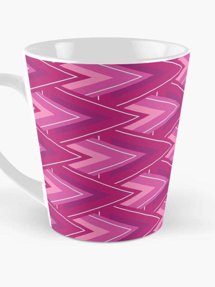 Thumbnail 3 of 4, Coffee Mug, Moving Forward Geometric Pattern – Fuchsia designed and sold by RoguePatterns.