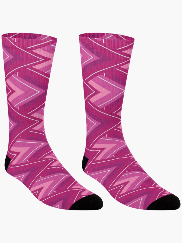 Thumbnail 3 of 5, Socks, Moving Forward Geometric Pattern – Fuchsia designed and sold by RoguePatterns.