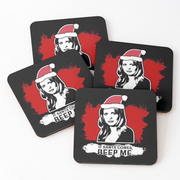 Item preview, "If Santa Comes - Beep Me" Buffy Christmas Card Design in Red designed and sold by Vixetches.