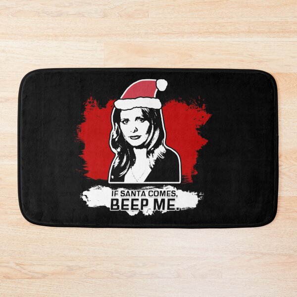 Item preview, "If Santa Comes - Beep Me" Buffy Christmas Card Design in Red designed and sold by Vixetches.
