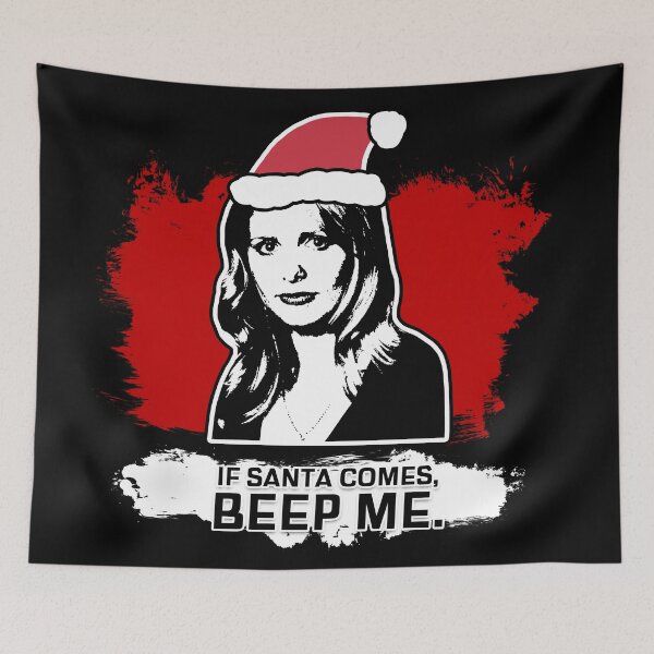 Item preview, "If Santa Comes - Beep Me" Buffy Christmas Card Design in Red designed and sold by Vixetches.
