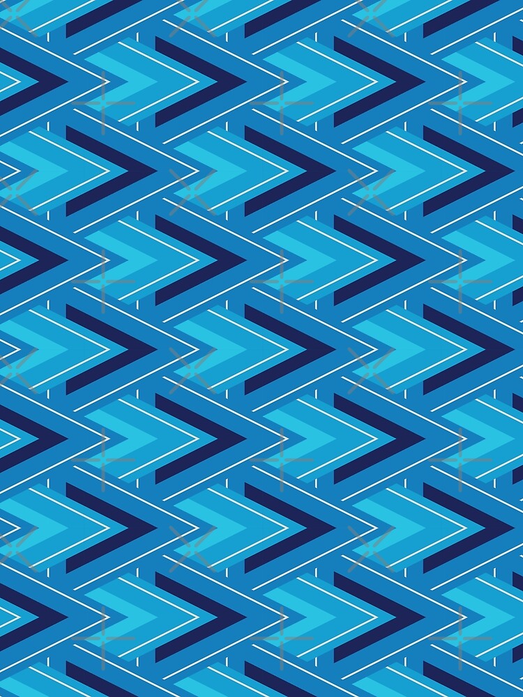 Thumbnail 3 of 3, Scarf, Moving Forward Geometric Pattern – Blue designed and sold by RoguePatterns.