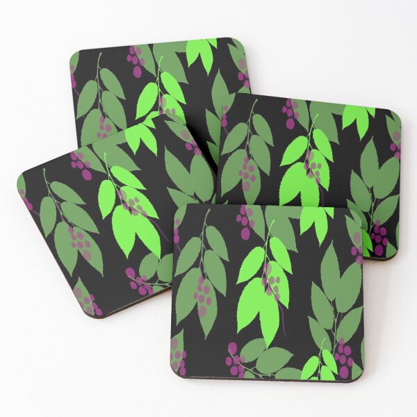 Item preview, Purple Berries and Green Leaves on Black designed and sold by AlteredAtelier.