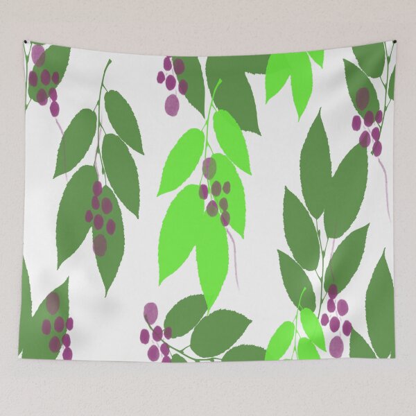 Item preview, Purple Berries and Green Leaves on White designed and sold by AlteredAtelier.