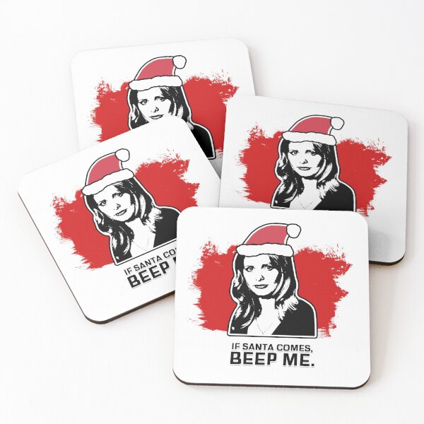 Item preview, "If Santa Comes - Beep Me" Buffy Christmas Card Design in Red & White designed and sold by Vixetches.