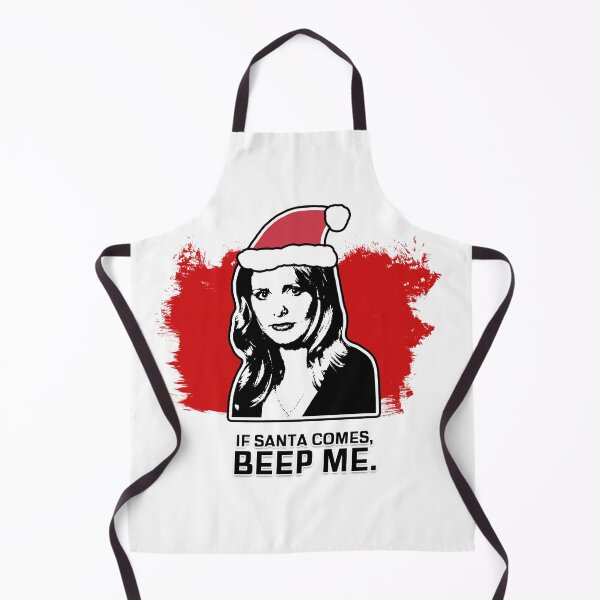 Item preview, "If Santa Comes - Beep Me" Buffy Christmas Card Design in Red & White designed and sold by Vixetches.
