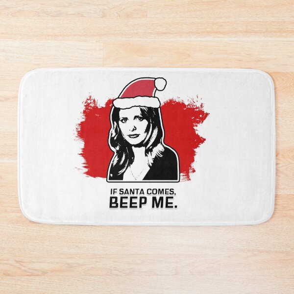 Item preview, "If Santa Comes - Beep Me" Buffy Christmas Card Design in Red & White designed and sold by Vixetches.