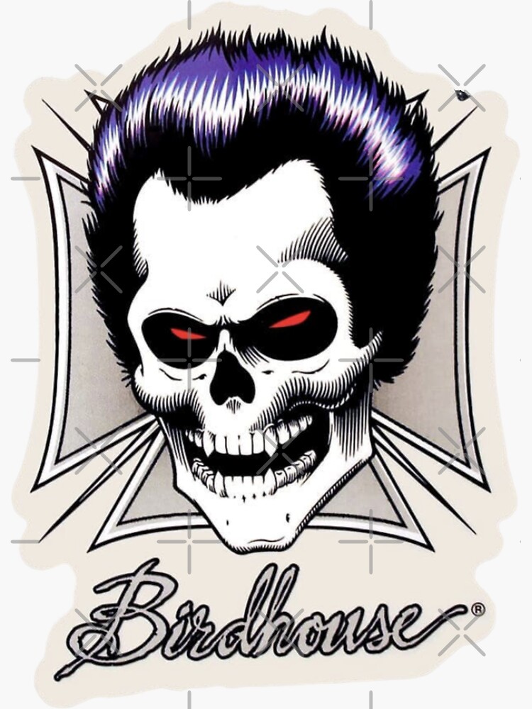 Vintage Birdhouse Tony Hawk Bird House Hook Ups Skate Brand Cartoon Hookups  Hook-Ups Skeleton Skull | Sticker