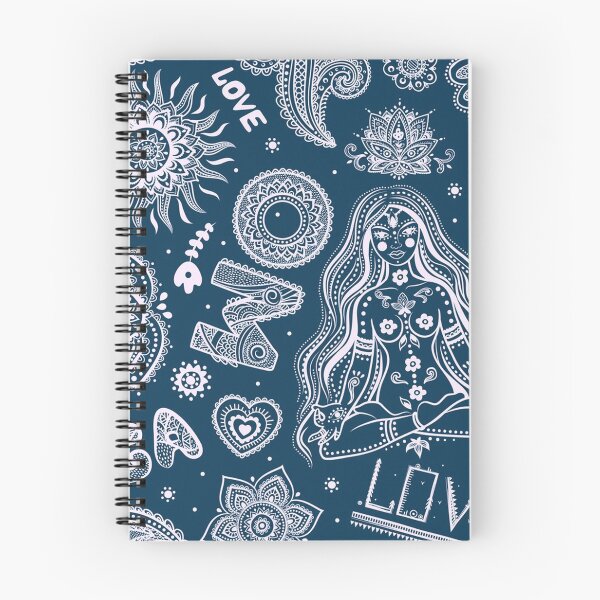 Item preview, Yoga symbols line art pattern beyond gangster yoga life doodle art dark blueish grey and white designed and sold by baligaia.