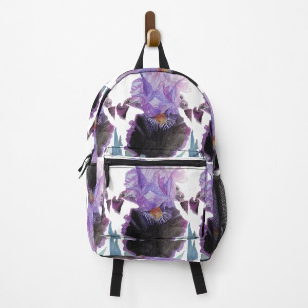 Item preview, Purple and Black Bearded Iris irises Watercolor White Floral Flowers Painting designed and sold by Sarah Rajkotwala.